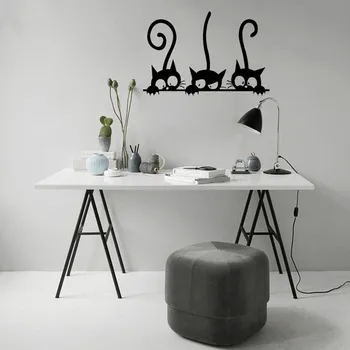 

Three Funny Cats Animal Wall Sticker Household Room PVC Window Decals Mural DIY Decoration Removable 3D Wall Stickers Home