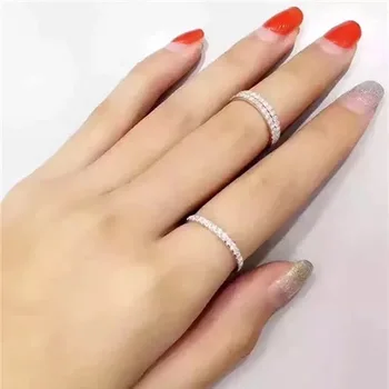 

Hot Sale Genuine 925 Sterling silver Diamond Stone Ring Fine Jewelry Simple Round Thin Rings for Women Element Ring gift