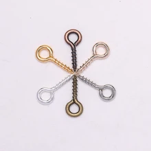 

200pcs Small Tiny Mini Eye Pins Eyepins Hooks Eyelets Screw Threaded Gold Clasps Hooks Jewelry Findings For Making DIY