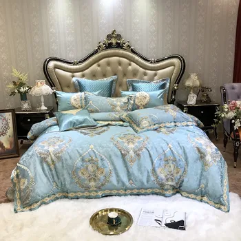 

Oriental Embroidered Duvet Cover set Luxury Egyptian Cotton Satin Wedding Bedding sets Queen King size Duvet cover Bed spread