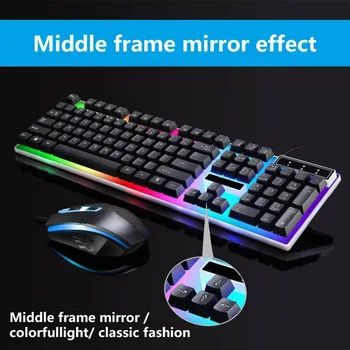 

Pohiks Rainbow LED USB Computer Mouse Gamer Mice Backlight keyboard Gamer Kit Silent Gaming Mouse Suitable For Laptops
