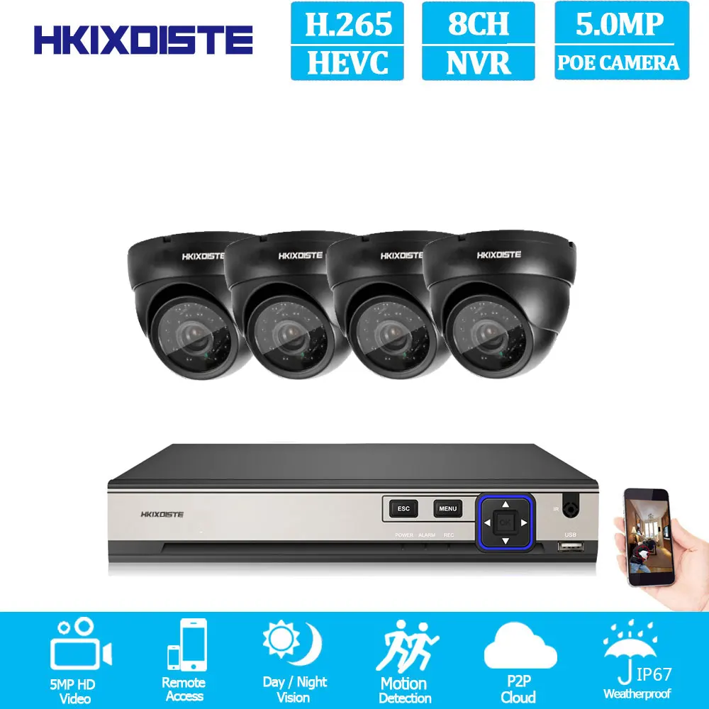 POE NVR 8CH Full HD комплект безопасности 24 шт. Инфракрасные светодиоды IP система наблюдения ссtv комната/вилла улица купольная камера видео набор для наблюдения - Цвет: Фиолетовый