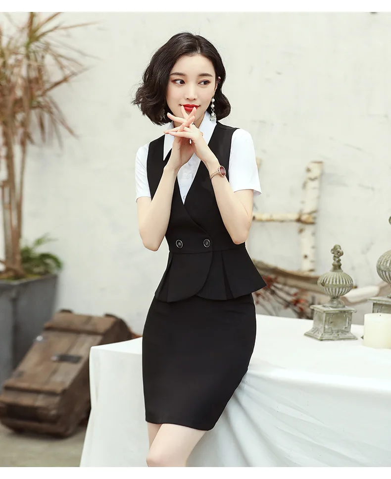 

Business WOMEN'S Waistcoat Dress Outfit Beautician Workwear Studio Sale Work Clothes Spring And Summer 2019 New Style