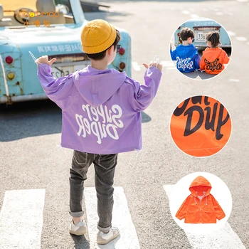 

Childrens jacket letter teen jacket hooded streetwear teenage boy jackets wind jackets kids kids cape dropshipping