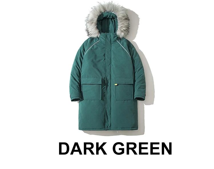 LAPPSTER Men Harajuku Thick Winter Long Jackets Coat Mens Japanese Streetwear Fur Hooded Parka Windbreaker Long Coat INS