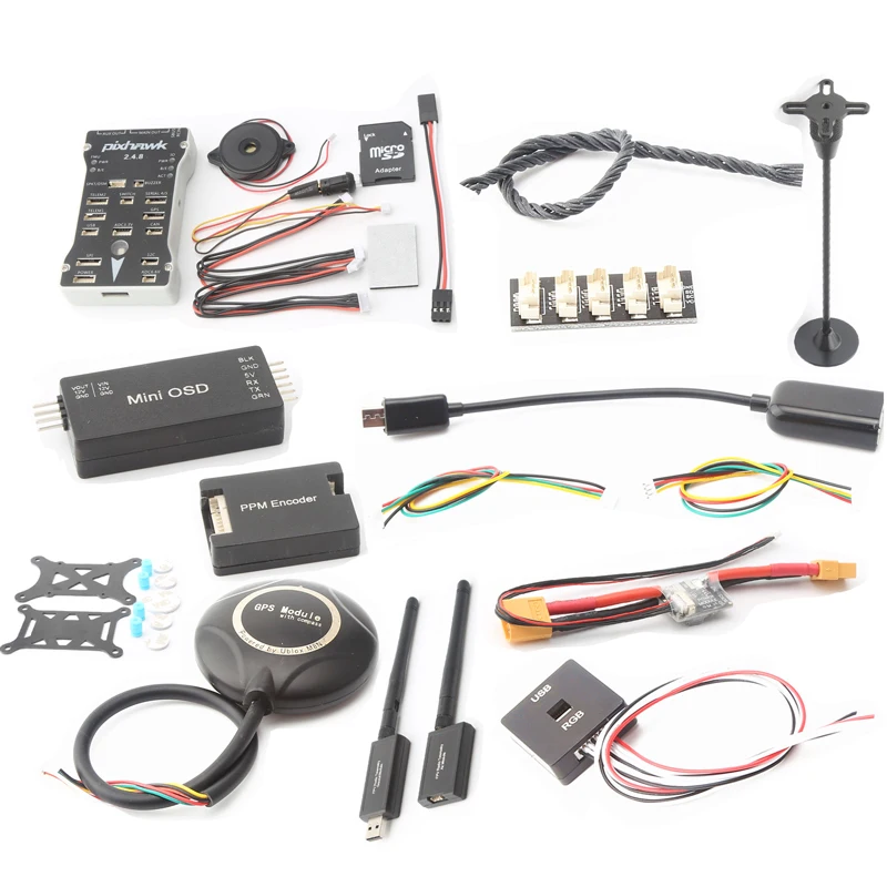 Pixhawk PX4 PIX 2.4.8 32 бит Контроллер полета+ 433/915 Телеметрия+ M8N gps+ Minim OSD+ PM+ переключатель безопасности+ зуммер+ PPM+ I2C