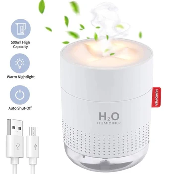 

500ml Portable Ultrasonic Humidifier Snow Mountain H2o Usb Aroma Air Diffuser With Romantic Night Lamp Humidificador Diffuser
