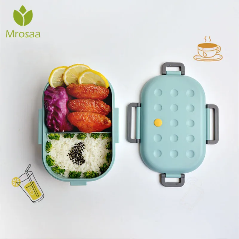 

Mrosaa 1000ml Microwave Lunch Box Plastic Dinnerware Food Storage Container Children Kids School Office Portable Bento Box