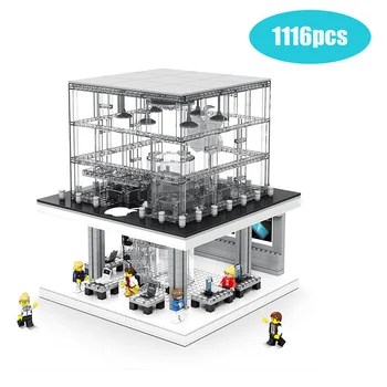 

SD6900 1116 Pcs Creator lepining City LED Version Street View Apple Store Building Blocks Sets Bricks Classic Model Kids Toys