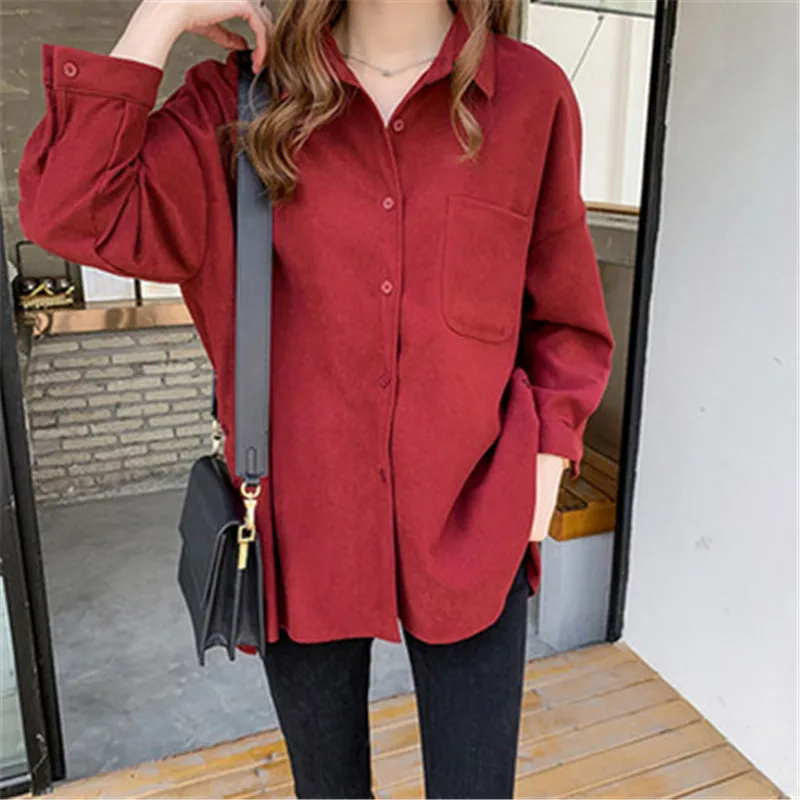 

Za Shirt Women Fall/Winter 2020 New Korean Version of Large Size Loose Mid-Length Shirt Bottoming Shirt Casual Women's Clothing