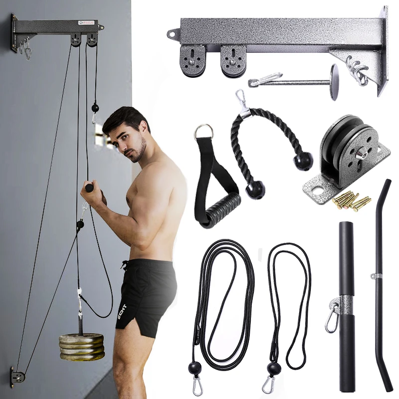  Sistema de polea de gimnasio en casa, sistema de polea de  entrenamiento de tríceps para tirones LAT, rizo de bíceps, tríceps,  hombros, espalda, entrenamiento de antebrazo, sistema de polea de cable