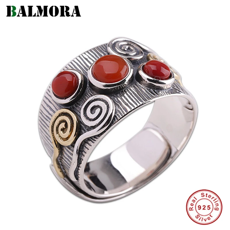 BALMORA Настоящее серебро 925 проба этнические винтажные открытые несколько колец для женщин леди специальный подарок элегантные ювелирные изделия Anillos
