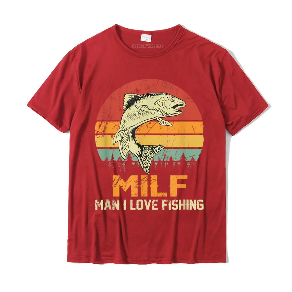 Normal Men 2021 New Fashion comfortable Tops Shirt O-Neck Summer Autumn All Cotton Top T-shirts Birthday Short Sleeve T-Shirt Milf  Man I Love Fishing Funny Fish Vintage Outfit T-Shirt__36520 red