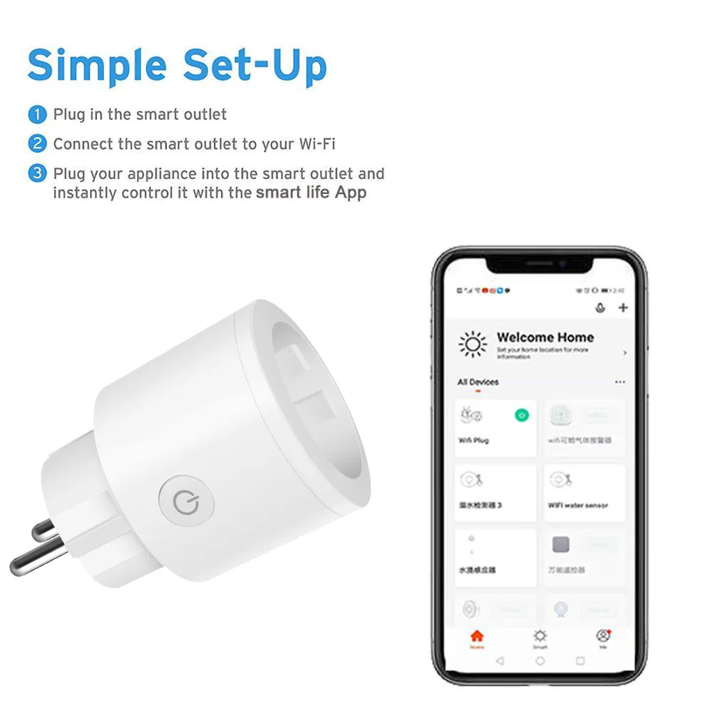 Мини 16A ЕС Смарт Wifi Разъем с питанием монитор розетка работает Google Home Alexa IFTTT