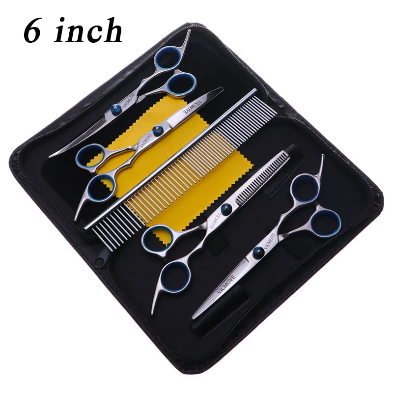1 set add case " ножницы для домашних животных уход за собакой прямой резки+ истончение маникюрный набор для животных Japan440C доступны в различных стилях - Цвет: 1 set add case