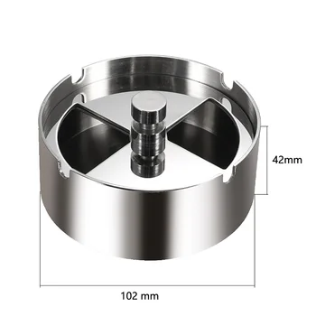 

Top Quality Portable Practical Home Metal Ashtray Spinning Black Rotation Plain Cigarette Ash Tray Push Down Smoking