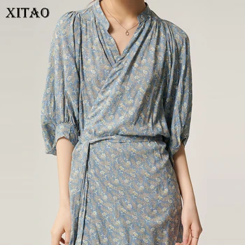 

XITAO Bandage Women Dress Fashion New 2020 Spring Elegant Goddess Fan Casual Style Loose Elegant Style Minority Dress GCC3504