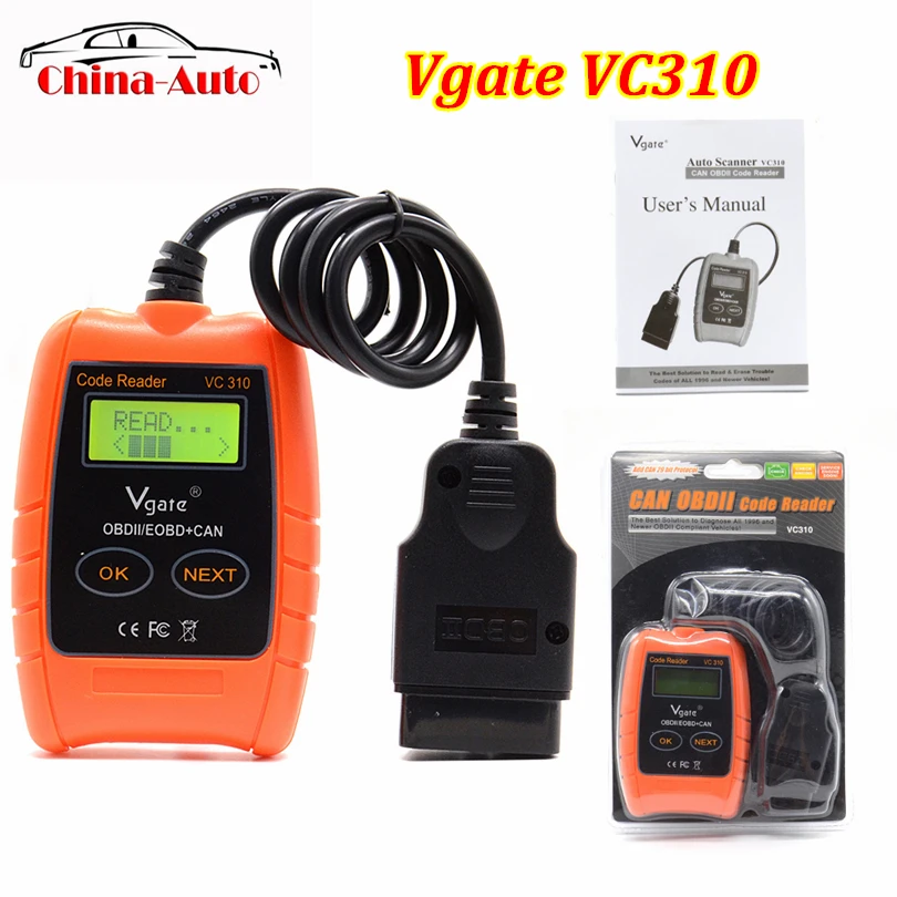 DHL 10 шт./лот Vgate VC310 CAN OBD OBD2 код читателя Автомобильный сканер EOBD+ CAN код читателя и очиститель автомобиля диагностические инструменты