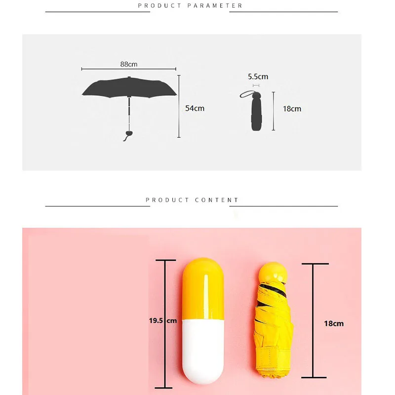 Капсула Мини карманный прозрачный солнцезащитный зонтик дождь Женский 5 складной ветрозащитный Анти-УФ Зонты милый компактный зонтик дропшиппинг