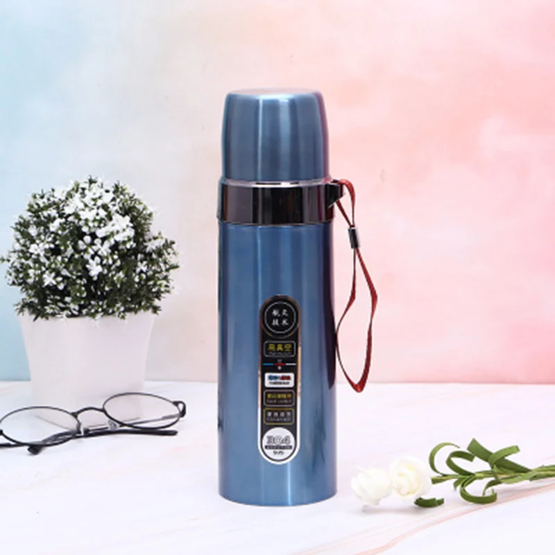 1pcs Large capacity 304 Stainless steel Heat preservation kettle 500ml Outdoor sports Travel Water cup Car portable vacuum flask