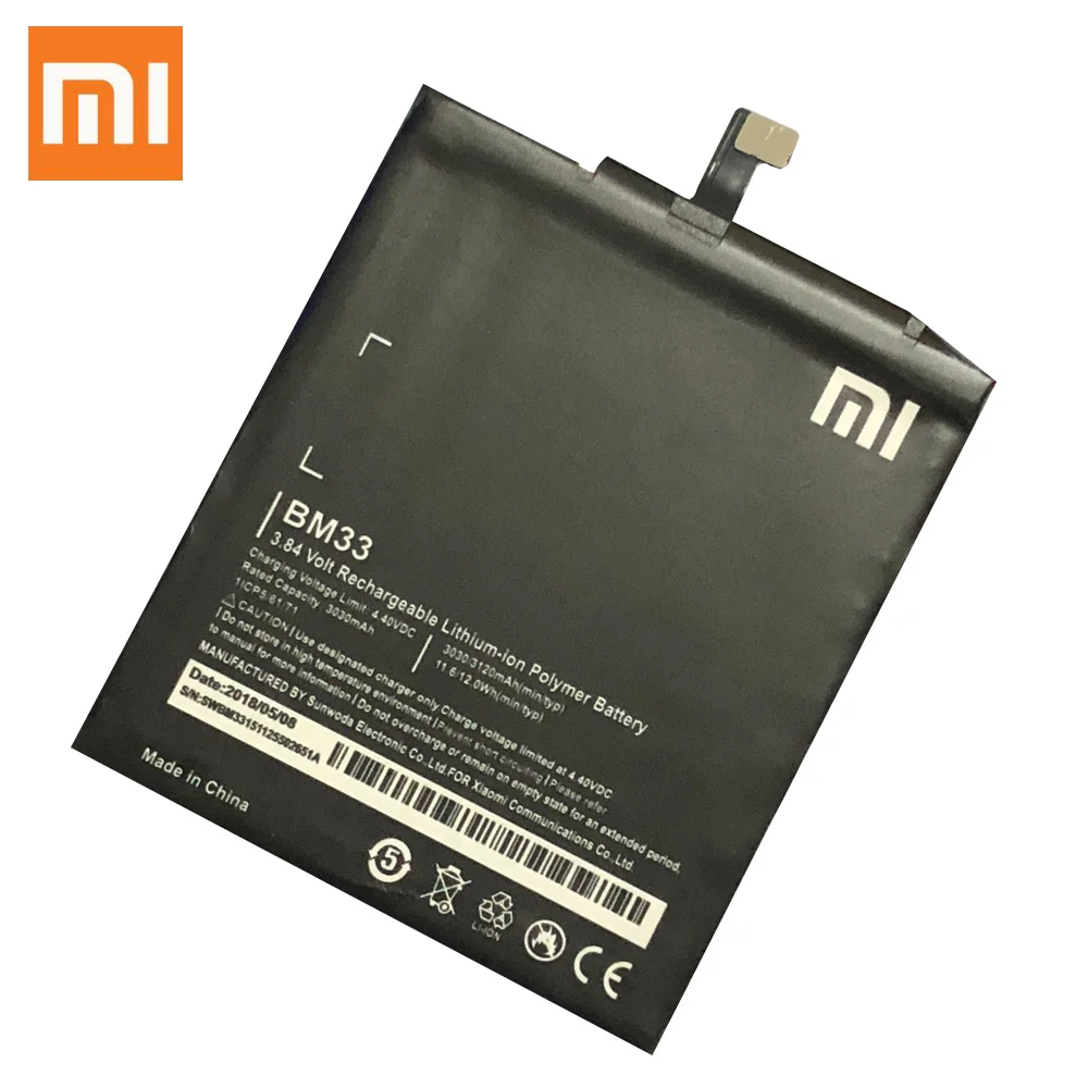 Оригинальный аккумулятор Xiao Mi BM33 для XIaomi 4i Mi4i M4i 3120 мАч запасные батареи розничная