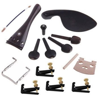 

4/4 Ebony Violin Parts Tailpiece Pegs Chinrest Maple Bridge Set
