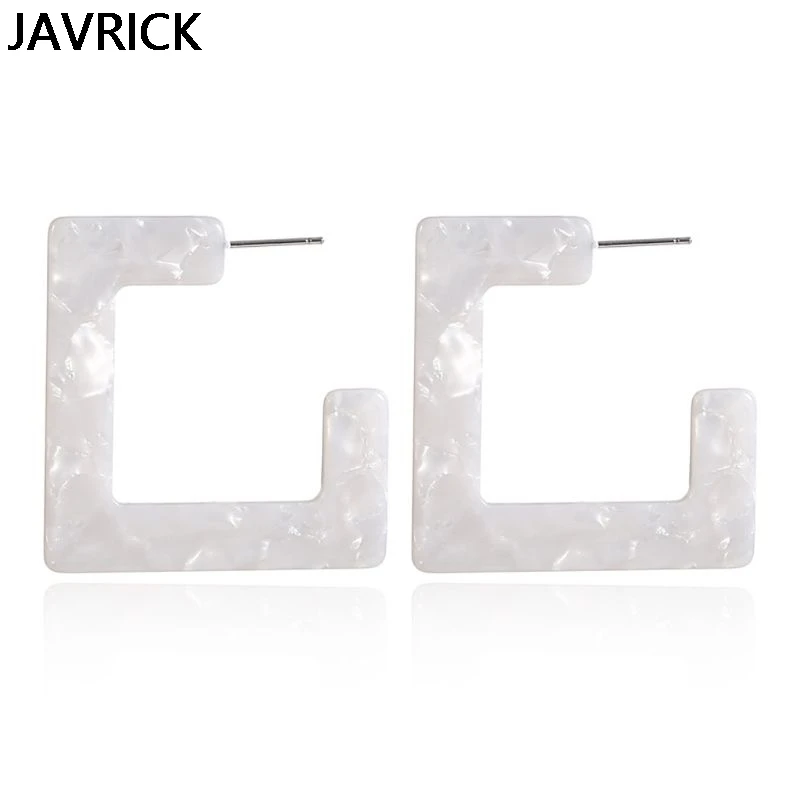 

Tortoise Shell Irregular Square Hoop Earrings Leopard Acrylic Acetate Jewelry