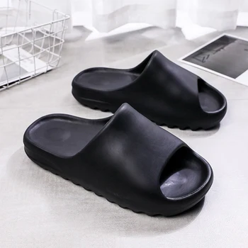 

Men Summer Home Slippers Simple Black Navy Shoes Non-Slip Bathroom Slides Flip Flops Couples Indoor Male Platform Slippers