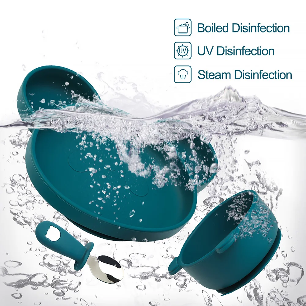 1PC Baby Silicone Dishes Dining Bowls Pumpkin Shape Feeding BPA Free Tableware Cartoon Plates Children Baby Feeding Dinner Bowl 3