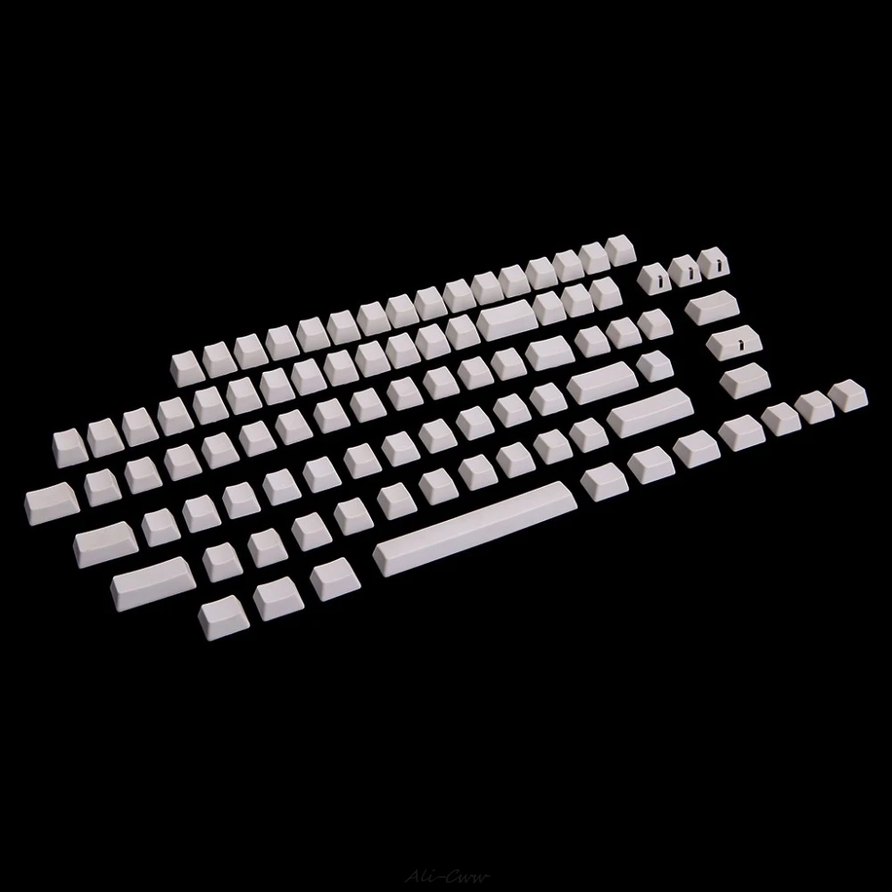 

White 87Key Keyboard Keycap Universal PBT Keycaps Set Blank No Print DIY For Cherry MX Switch Keyboard Key Caps