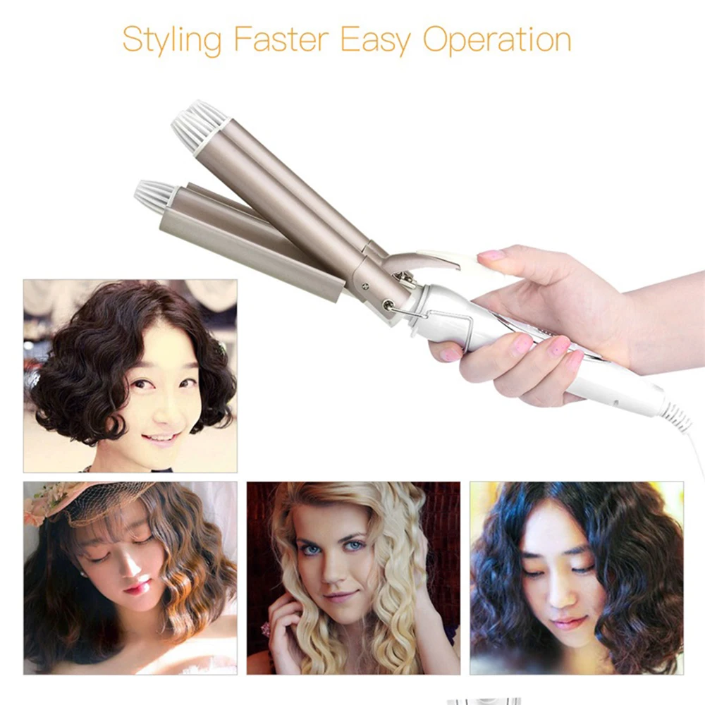 Ondulação do Cabelo Modelador de Cabelo Tambor Triplo Curling Ferro Onda Grande Ondulado Profissional Crimper Ondulação Tongs 3 Barris 21 High Quality Beleza e saúde