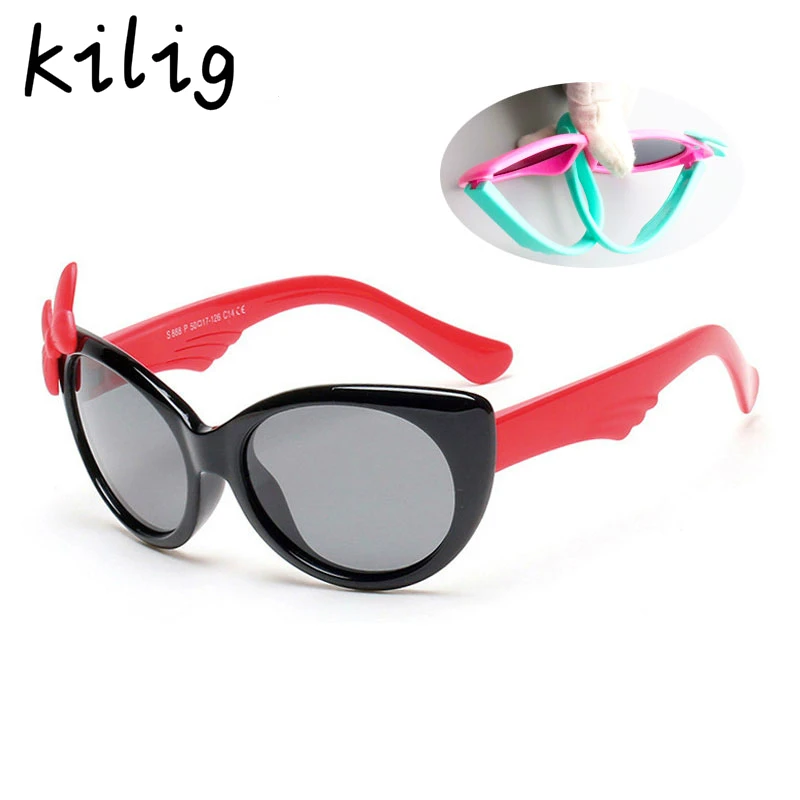 Солнцезащитные очки Детские поляризованные для девочек ретро очки TR90 Гибкая Защитная оправа с бабочкой очки Детские Оттенки UV400