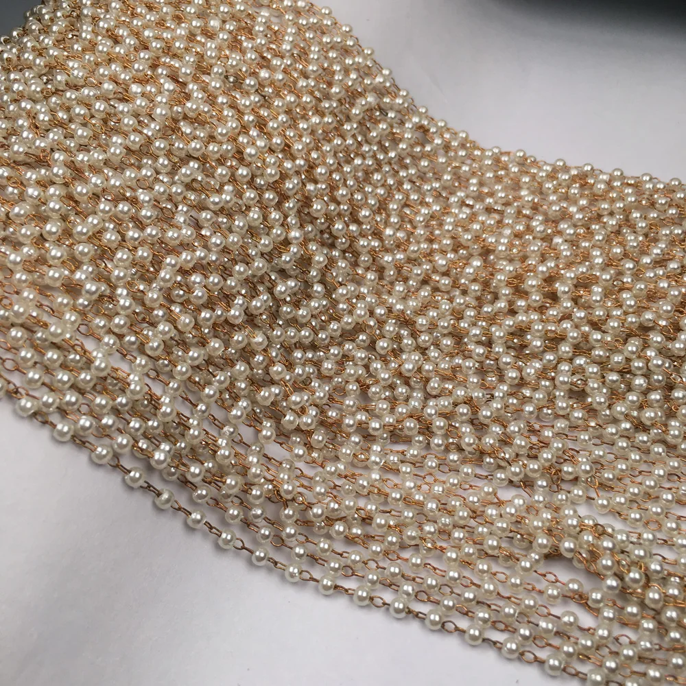 

1 Meter Handmade Plastic Pearl Copper Chain stone Beads Chains for Jewelry Making DIY Necklace Bracelet Anklet Accessories