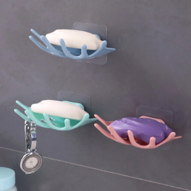 Special Price Tray-Accessories Dishs Rack Soap-Box Drain Bathroom Adhesive Leaf-Design Punch-Free PVC exoDoqWRO