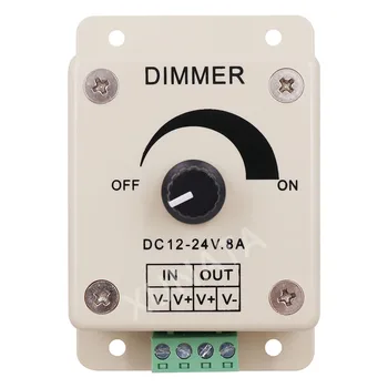 

12V-24V LED Dimmer Switch 8A Voltage Regulator Adjustable Controller for 2835 3528 5050 5054 5630 Single Color LED Strip Light