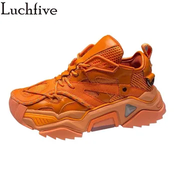 

Thick Bottom Lace Up Old Daddy Shoes Autumn Outdoor Climbing Sneakers Shoes Ladies Mesh Height Increase Casual Flat shoes Women