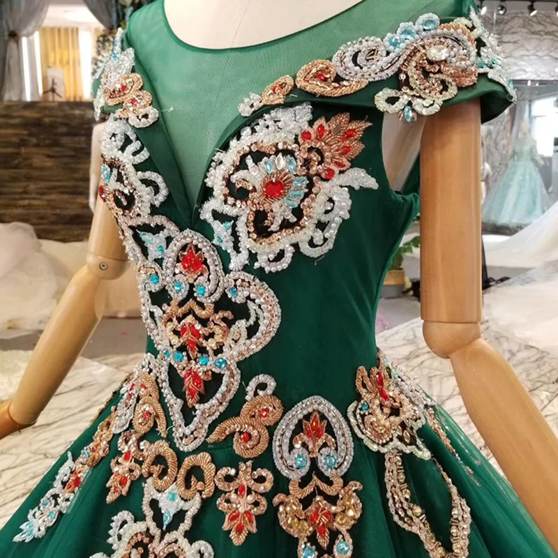 LSS146 зеленое вечернее платье праздничное с круглым вырезом и рукавами крылышками