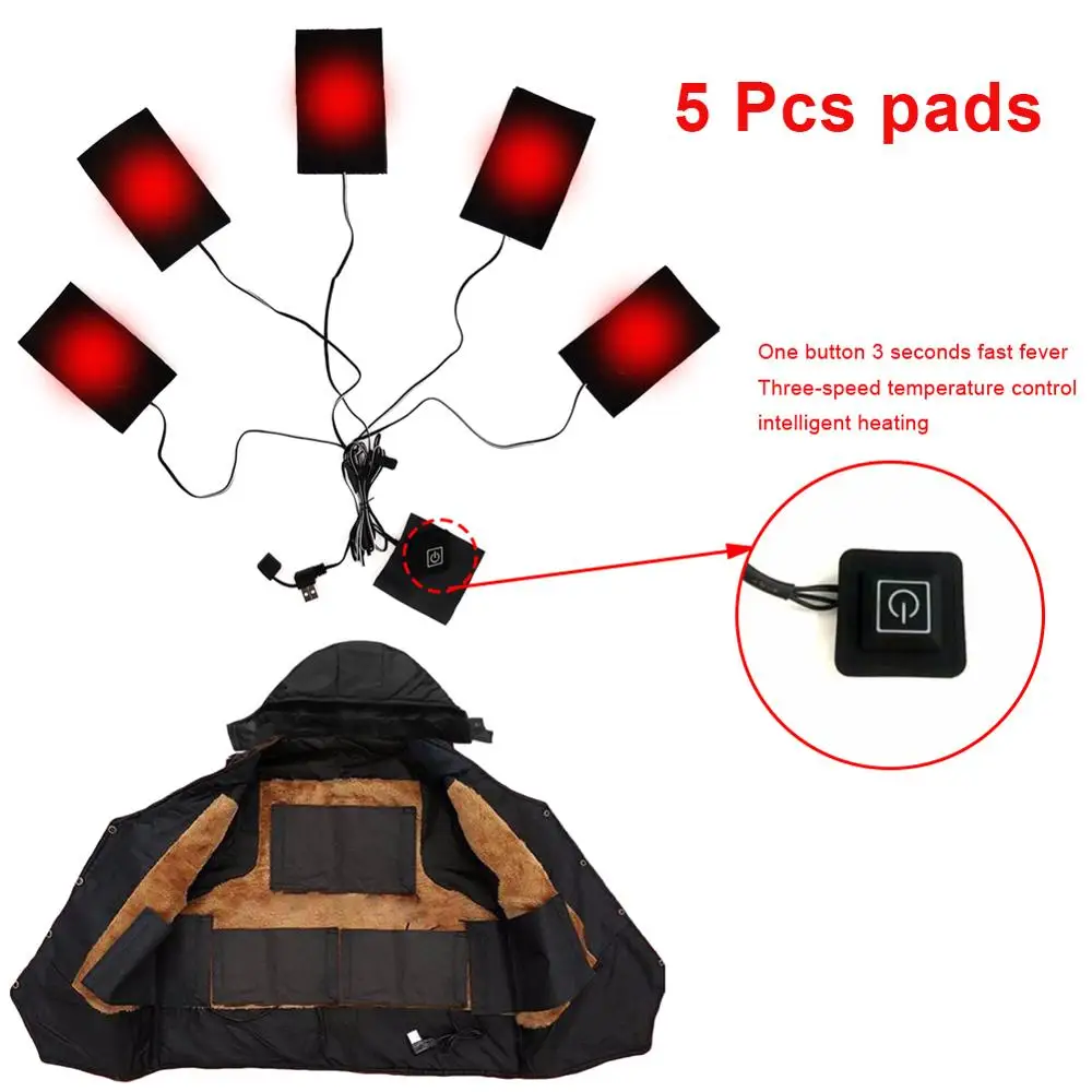 

1 Set USB Electric Heated Jacket Heating Pad Outdoor Themal Warm Winter Heating Vest Pads for DIY Heated Clothing