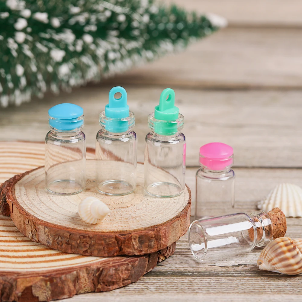 Glass Bottles Mini Glass Bottles Mini Perfume Bottles 10PCS 12x24mm Mini Message Vials Cork Stopper Rainbow Wishing Bottle Small Drift Bottle Glass Jars Decoration DIY Containers