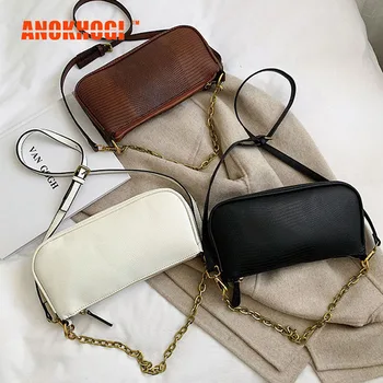 

Vintage Lizard Pattern Golden Chain Bracelet Women Fashion Baguette Shoulder Bags MB584