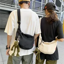 Harajuku Simple Canvas Dumpling Bag Ann ke ni Korean-style New Style Frog Pendant Shoulder Square Sling Bag