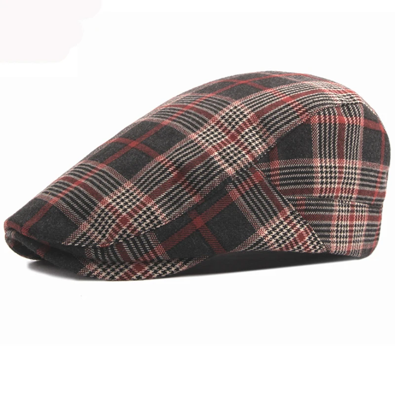 

HT2942 Berets Men Women Retro Plaid Ivy Newsboy Flat Gastby Cap Adjusted Artist Painter Hat Spring Autumn Cap Hat Men Beret Cap