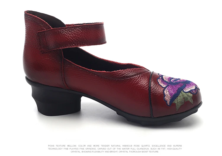 Tacones mujer/туфли-лодочки на платформе с вышивкой; Женская обувь в стиле ретро; женская обувь из натуральной кожи на резиновой подошве с цветочным принтом; ayakkabi TSDFC