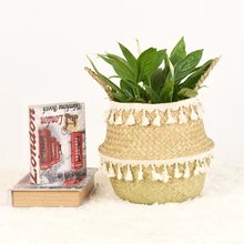Cesto portaoggetti in bambù fatto a mano Clthoes pieghevoli cesto portabiancheria paglia vimini Rattan Seagrass pancia giardino vaso da fiori cesto per piante