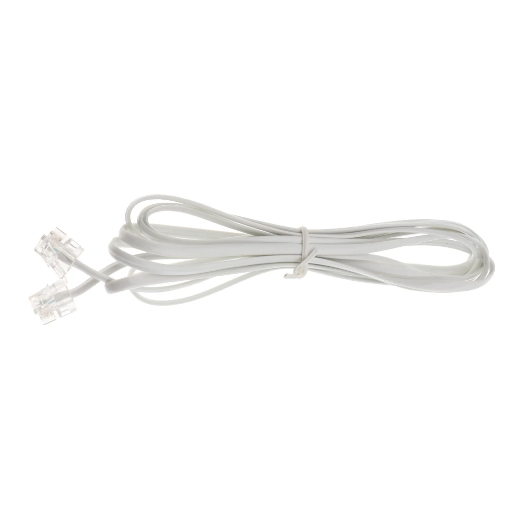 

White RJ11 6Pin 2C Modular Telephone Extension Phone Cord Cable Line Wire