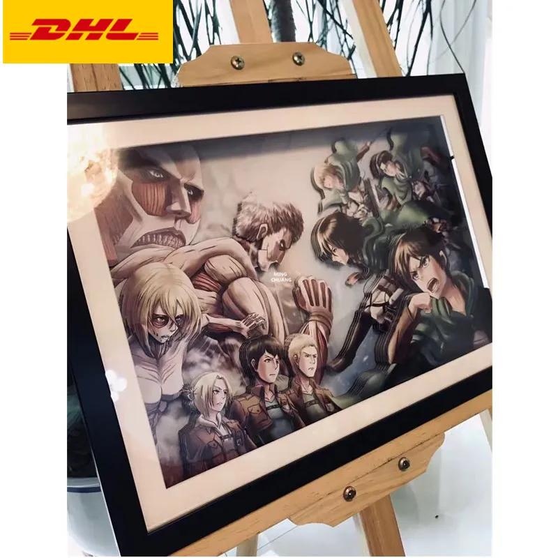 13&quot Attack On Titan Creative Decoration 3D Stereograph Picture Frame Cartoon Paper Gallery Action Figure Toy BOX 32CM V512 | Игрушки и