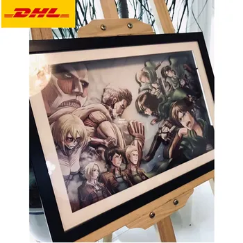 

13" Attack On Titan Creative Decoration 3D Stereograph Picture Frame Cartoon Paper Gallery Action Figure Toy BOX 32CM V512