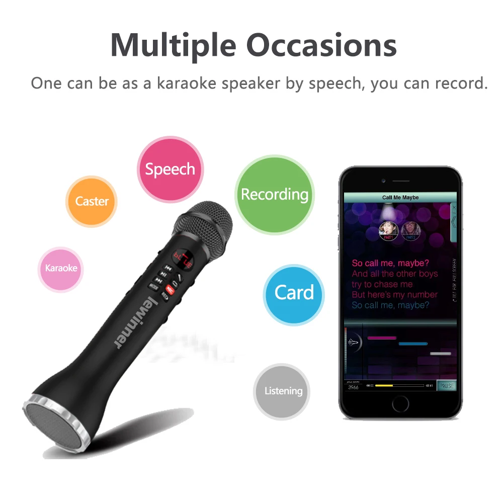 Lewinner L-598 speaker Microphone 9W Karaoke system Bluetooth professional sound Dynamic microphone TF Card karaoke microphone