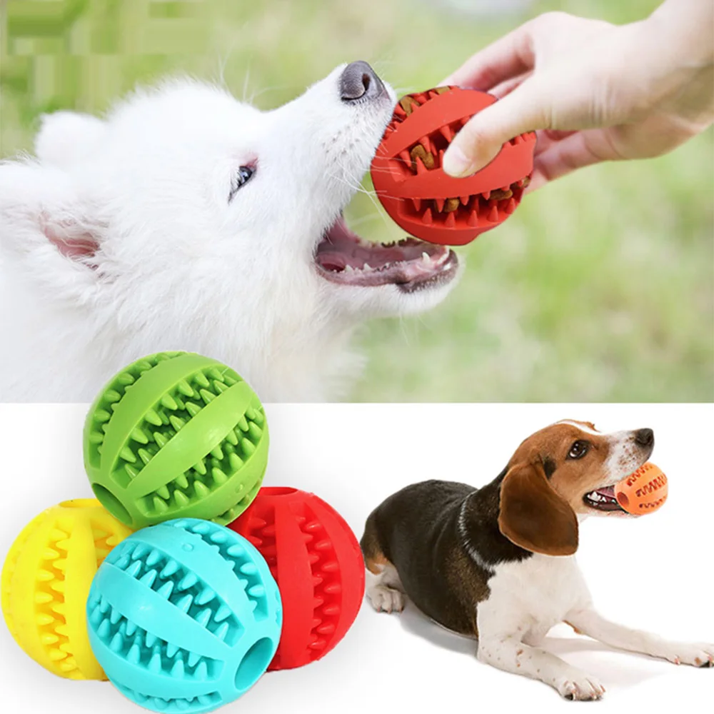 1pc Rubber Pet Dog Toy Interactive Dog Food Dispenser Ball