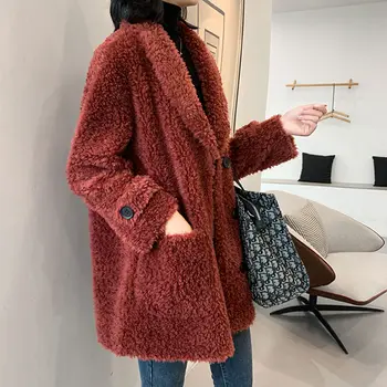 

Women 2020 Winter New Natural Sheep Sheared Coat Female Real Wool Fur Coat Jacket Genuine Lambswool Casual Loose Outerwear L977